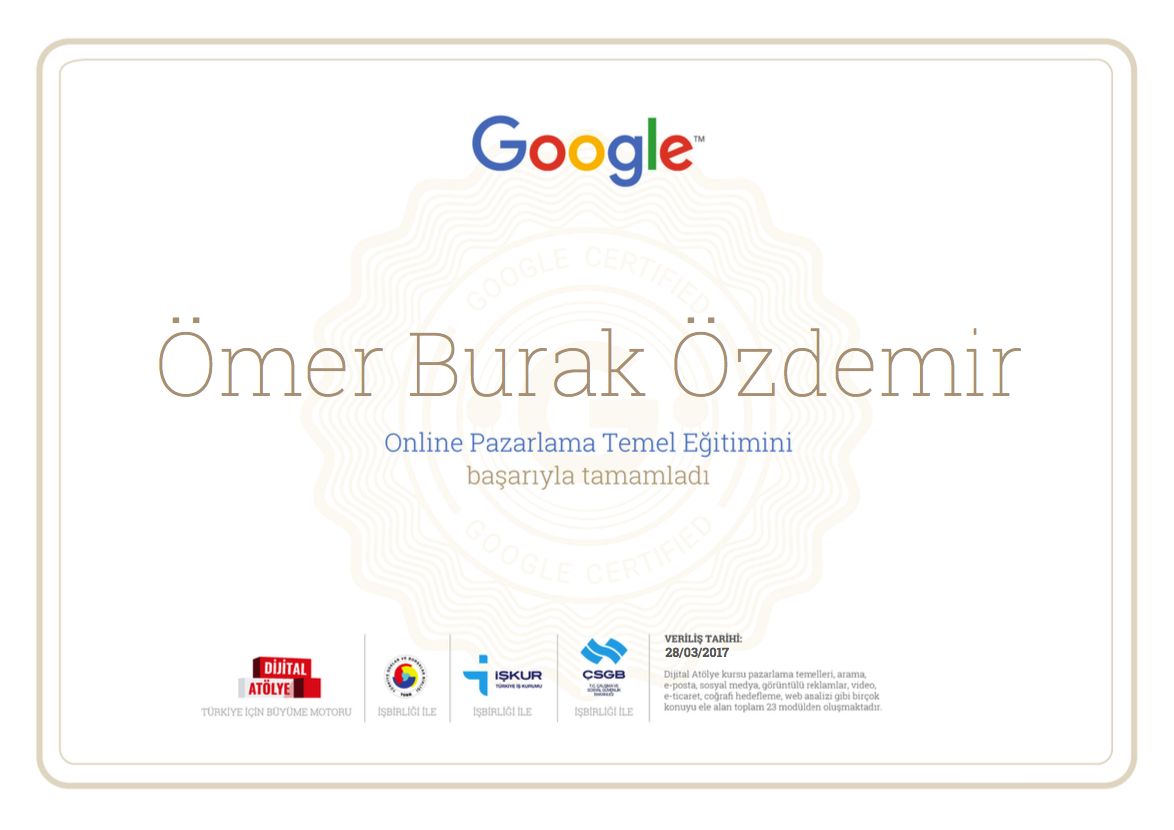 google dijital atolye sertifikasi
